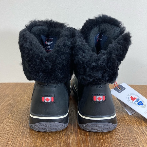 Pajar Galat Waterproof Shearling Collar Black Leather Boot Women’s Size 6/6.5 - Picture 4 of 13